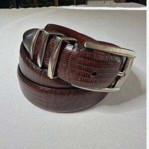 Snake Skin Embossed Italian Leather Belt.